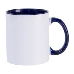 Canecas de Cerâmica Branca Para Sublimação Com Interior/Alça Azul Escuro de 325ml