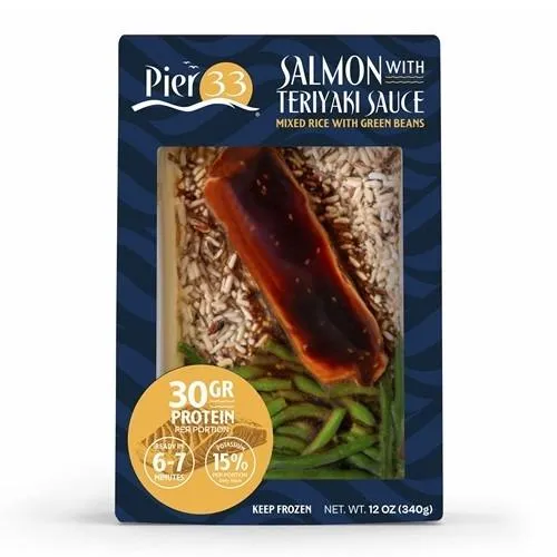 Pier33 Salmon with Teriyaki Sauce Mixed Rice with Green Beans