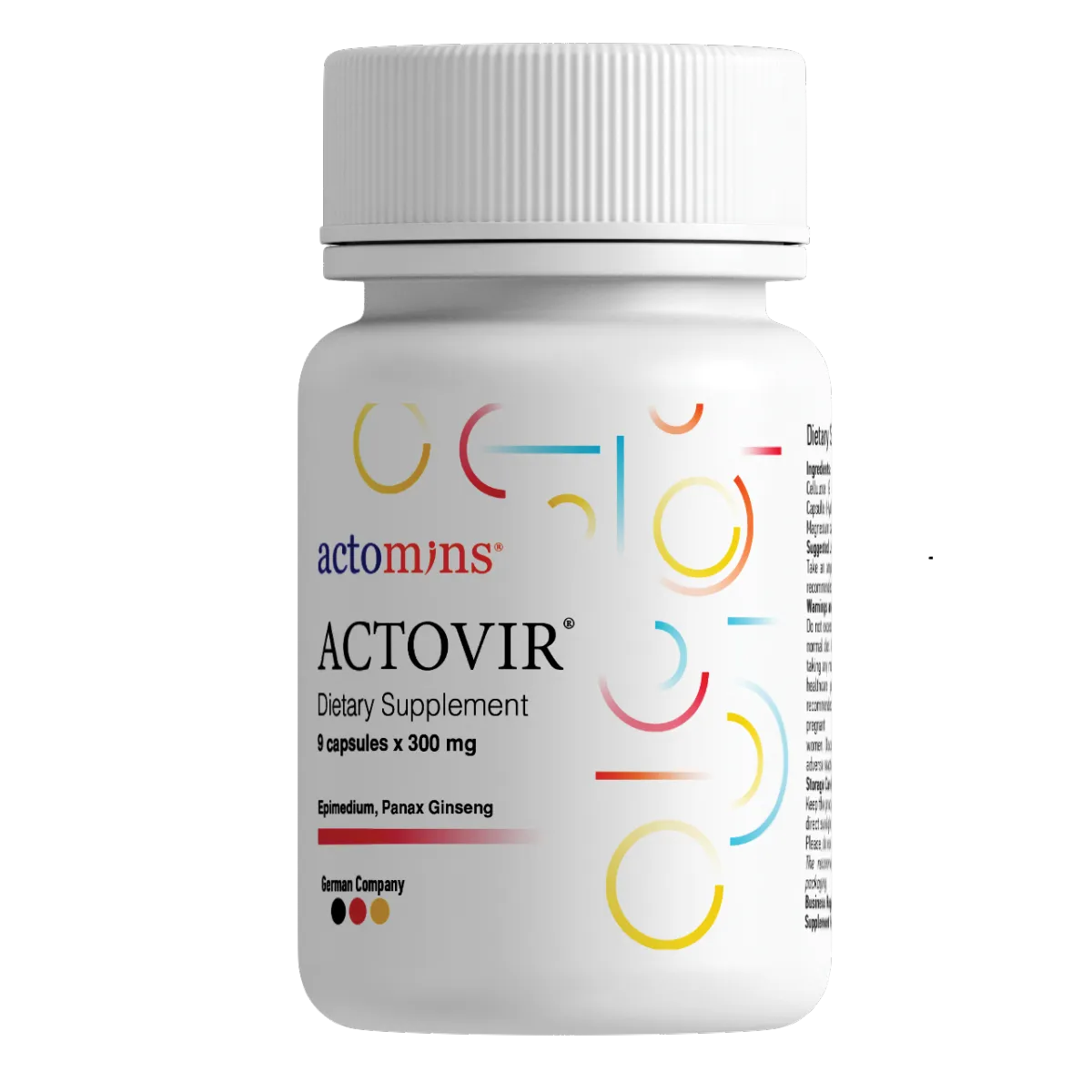 Actovir. Suplemento dietético que contiene Panax Ginseng y extracto de Epimedium