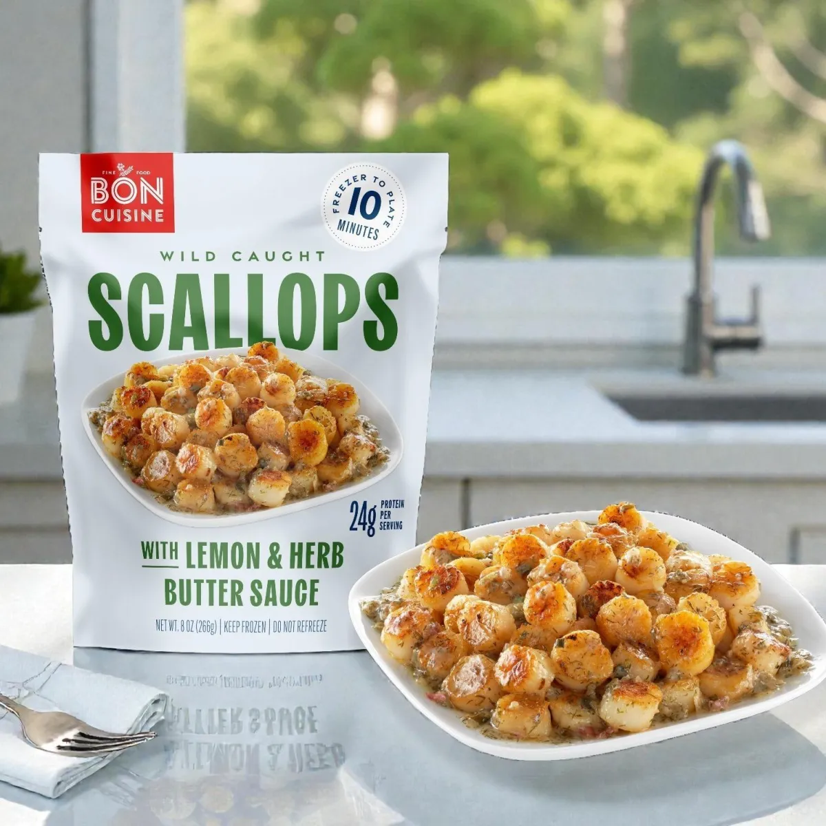 Bon Cuisine / Wild Caught Scallops with Lemon & Herb Butter Sauce