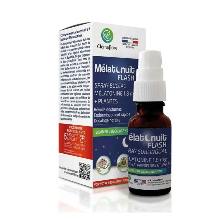 Mélatonuit Flash Fast-Acting Sublingual Spray : Melatonin 1.8 mg & Plants