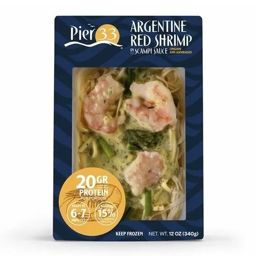 Pier33 Argentine Red Shrimp in Scampi Sauce Linguini and Asparagus