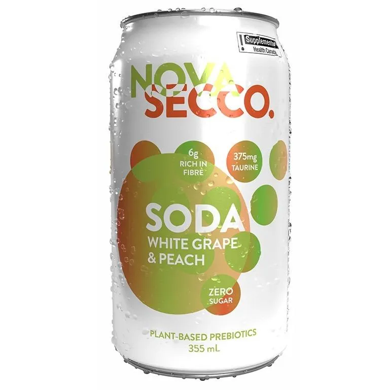Novasecco White Grape & Peach Prebiotic Sparkling Soda