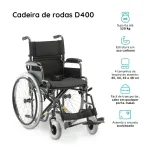 Cadeira de Rodas Aço Dobrável até 120 Kg D400