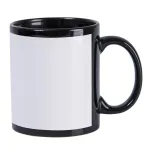 Canecas de Cerâmica Preta Com Tarja Branca 325m