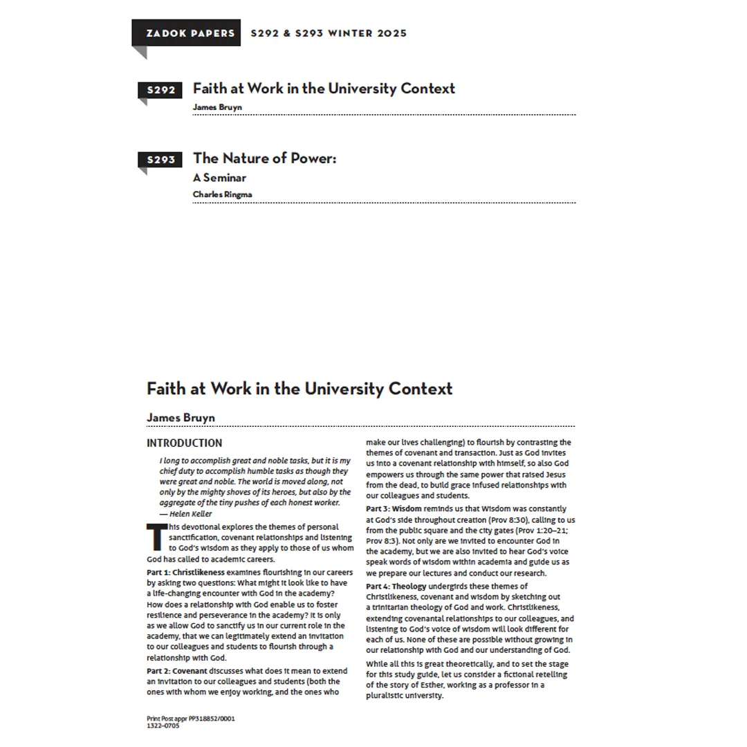 Faith at Work in the University Context