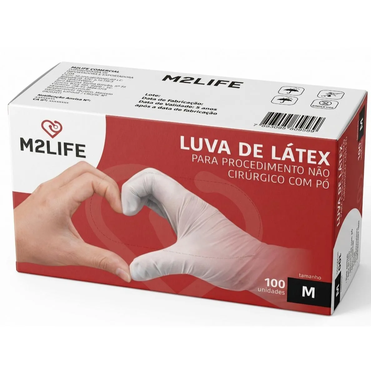 LUVA PARA PROCEDIMENTO NÃO CIRÚRGICO DE LÁTEX COM PÓ M2LIFE