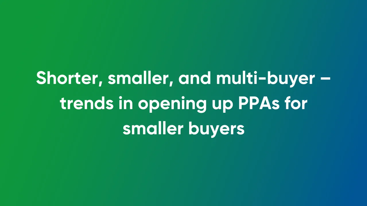 Shorter, smaller, and multi-buyer – trends in opening up PPAs for smaller buyers