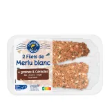 Hake fillet in a crispy breading with grains and seeds