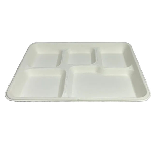5 Com Biodegradable Meal Tray PFAS Free /XDJ-PPP-B5001-5C