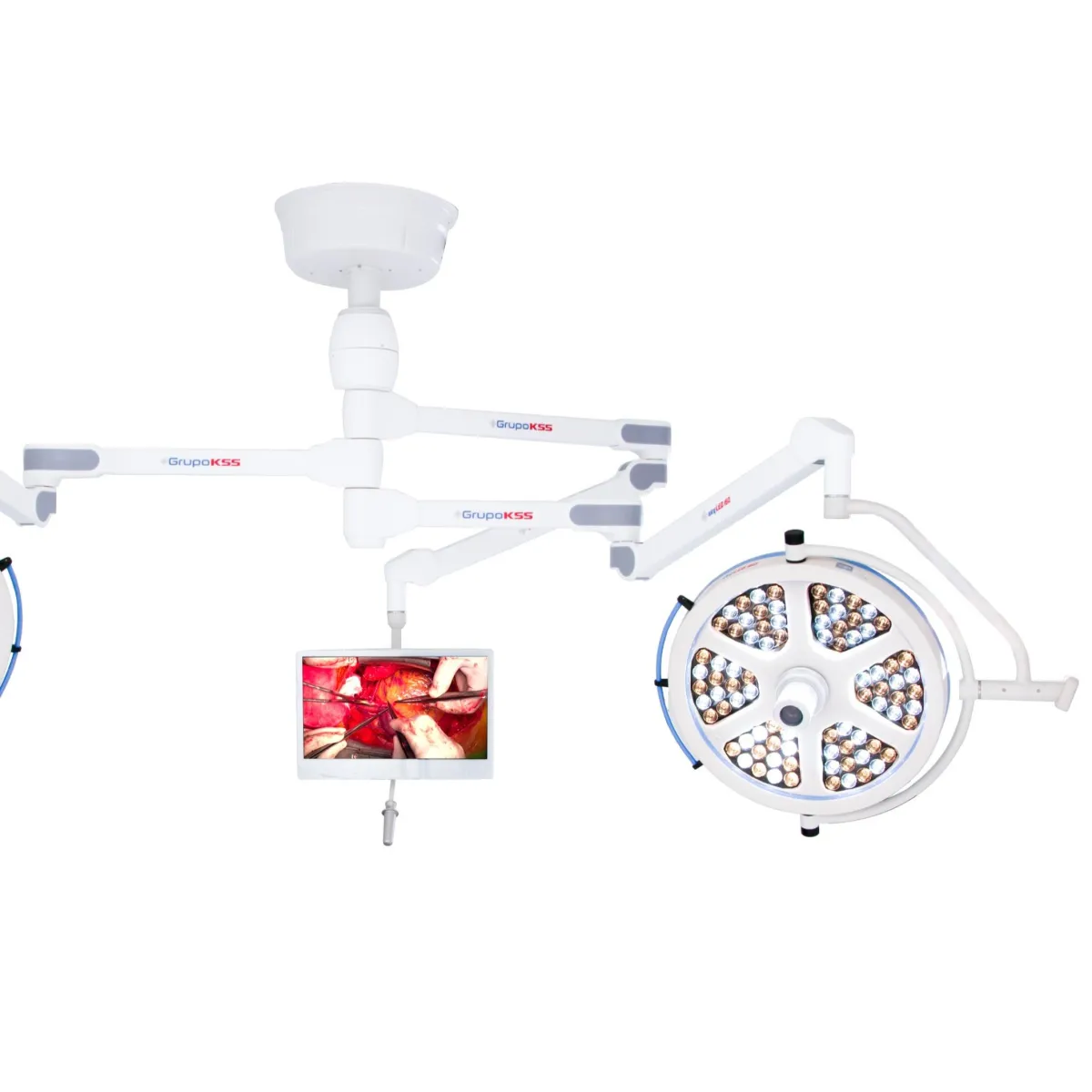 Foco Cirúrgico SKYLED de Teto 160 com Câmera + 160 + Suporte Monitor (160.000 LUX + 160.000 LUX)