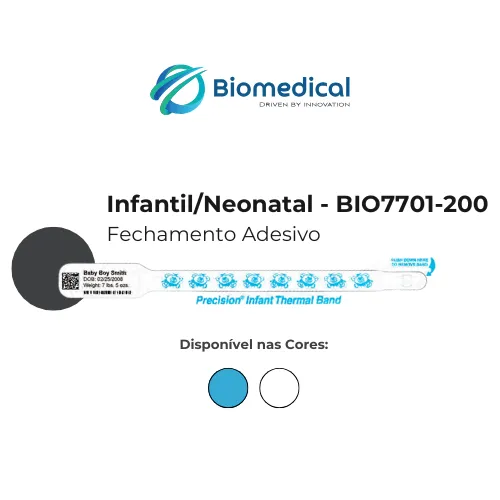 Pulseira de indetificação Código de Barras - Infantil/Neonatal - Fechamento Adesivo
