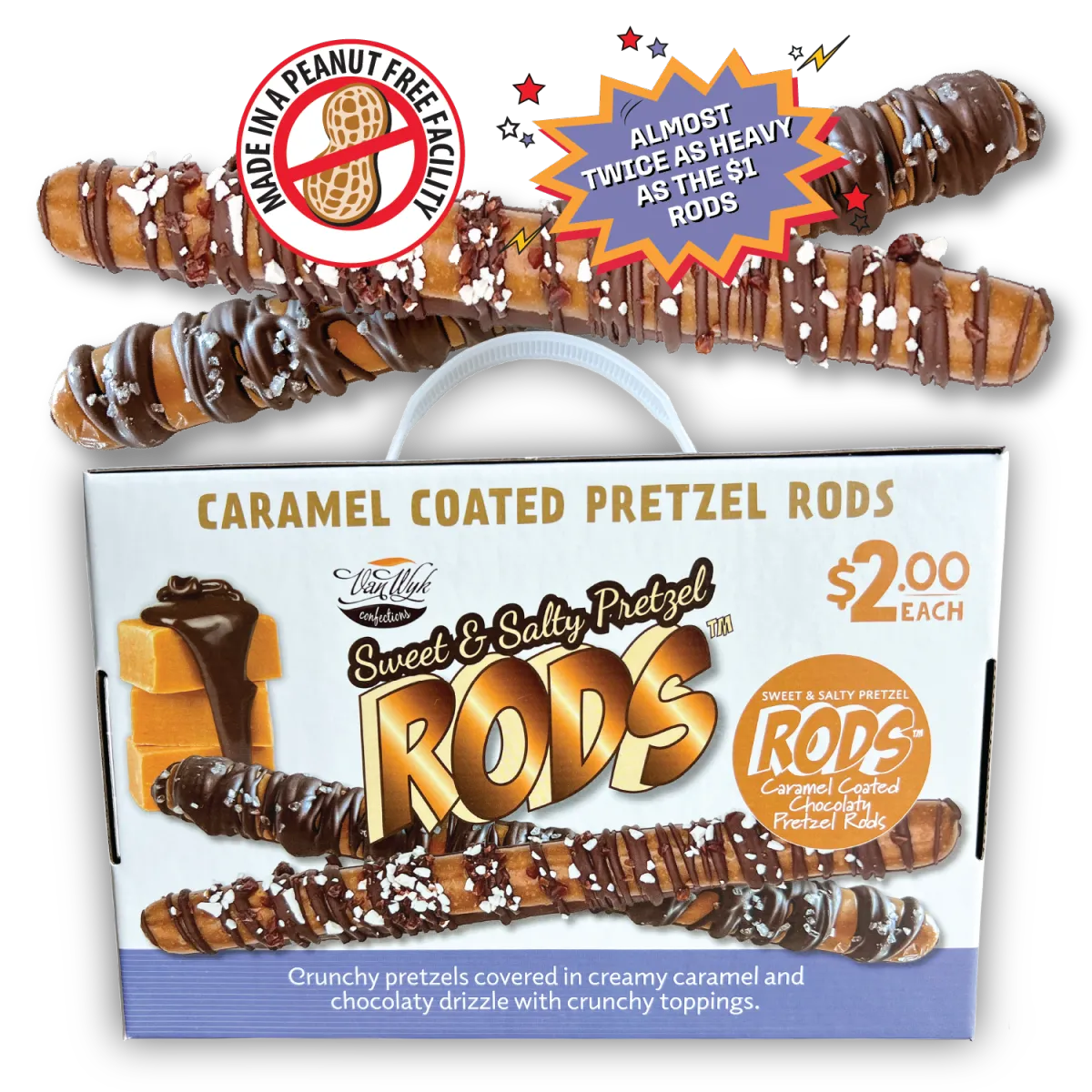 $2 Sweet & Salty Caramel Coated Pretzel RODS