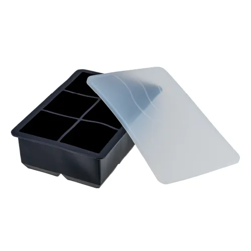 Forma de Gelo 06 Cubos 51mm em Silicone Preto c/Tampa - Weck