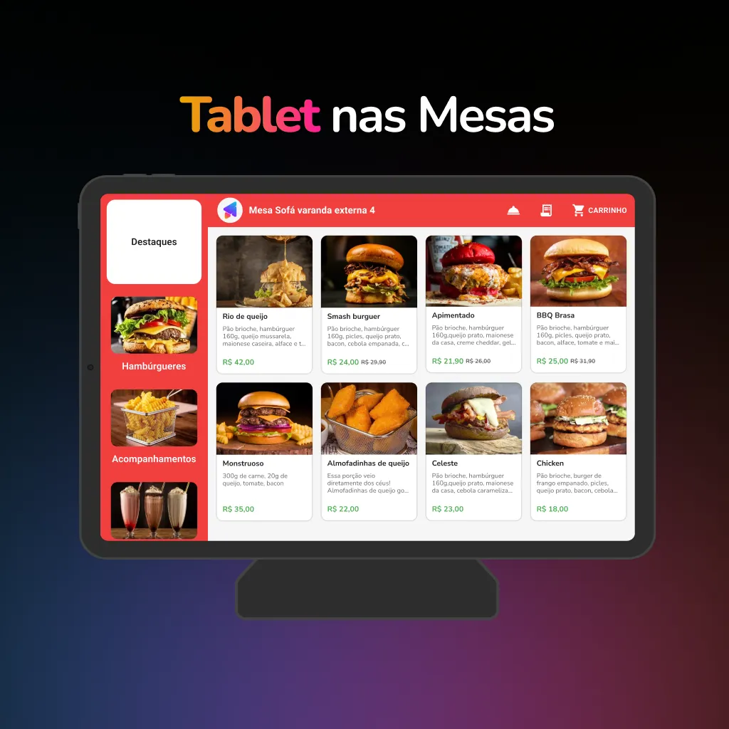 Tablet nas Mesas