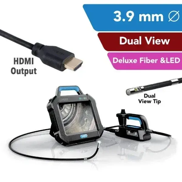 Boroscópio Industrial P3.9 Deluxe, com Fibra Óptica e LED de Foco Central e Visão Dupla de 3,9 mm OD