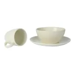 Kit Trio Caneca 220ml, Bowl 500ml Para Sublimação Com Prato de Cerâmica