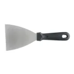 Espátula Raspadora 24 x 12cm Profissional em Aço Inox c/ Cabo em Polipropileno Preto Weck