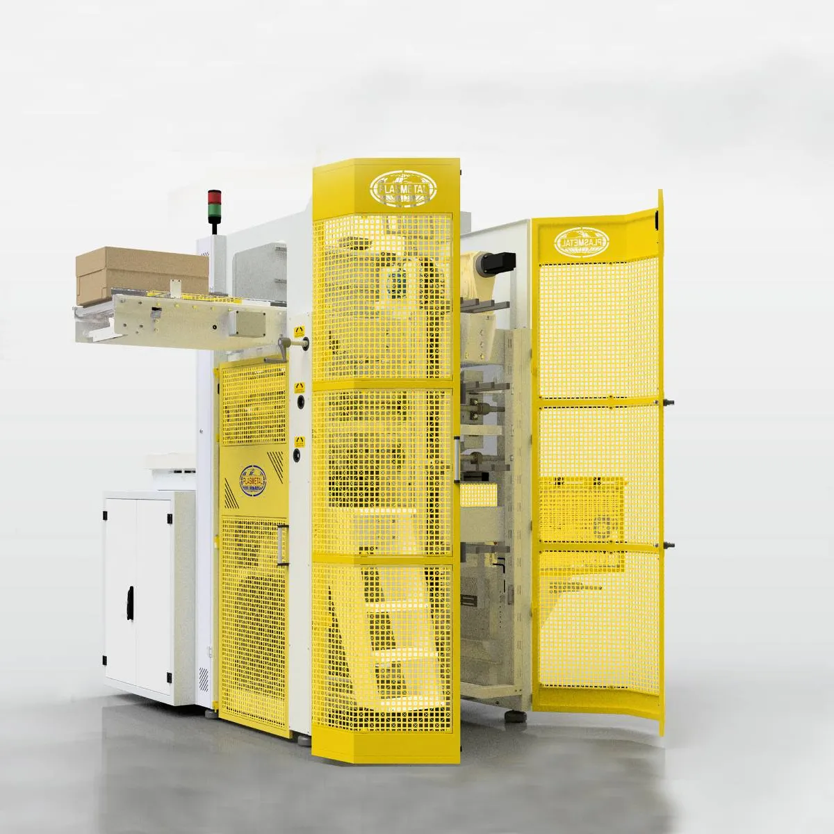 Máquina Vertical para Colar e Tampar Caixas