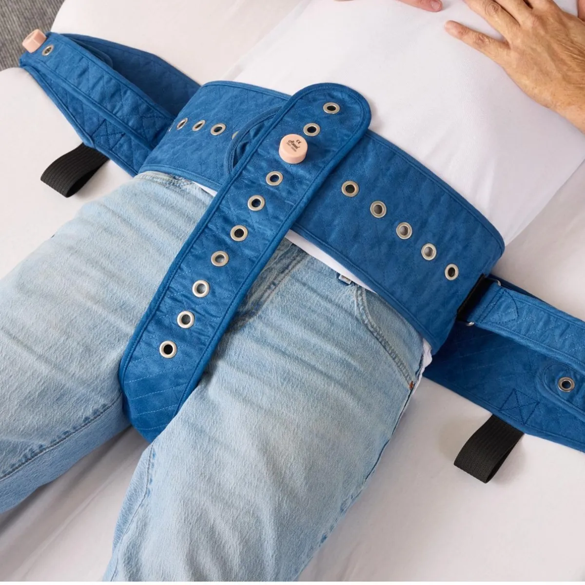 Restraining system to secure the patient in lying and sitting position