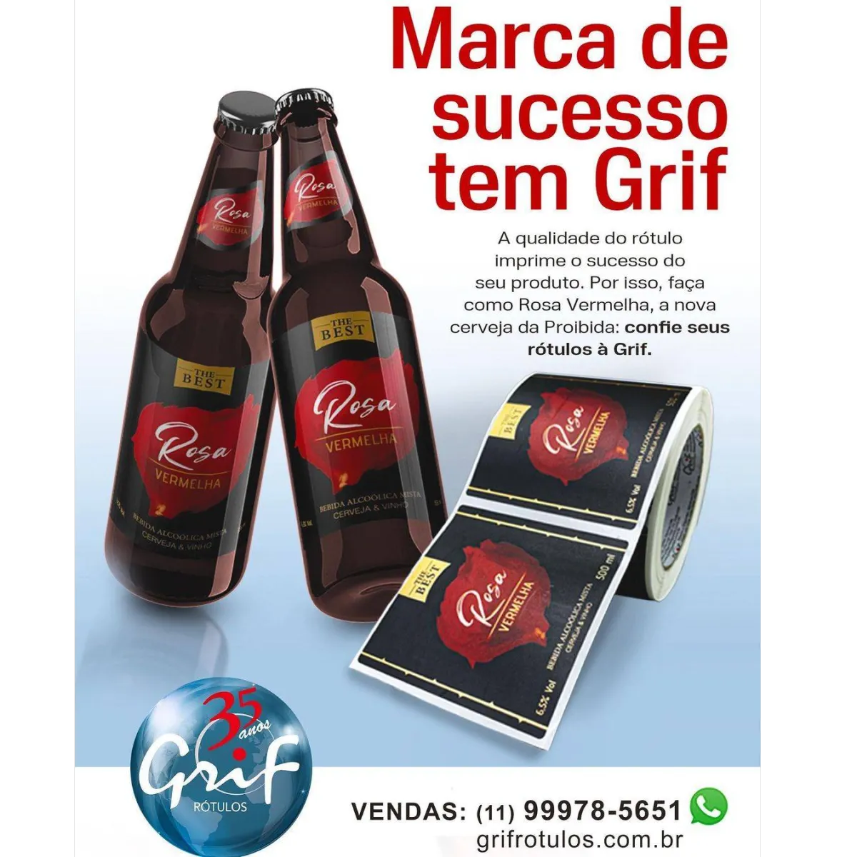 RÓTULO AUTOADESIVO CERVEJA & VINHO ROSA VERMELHA