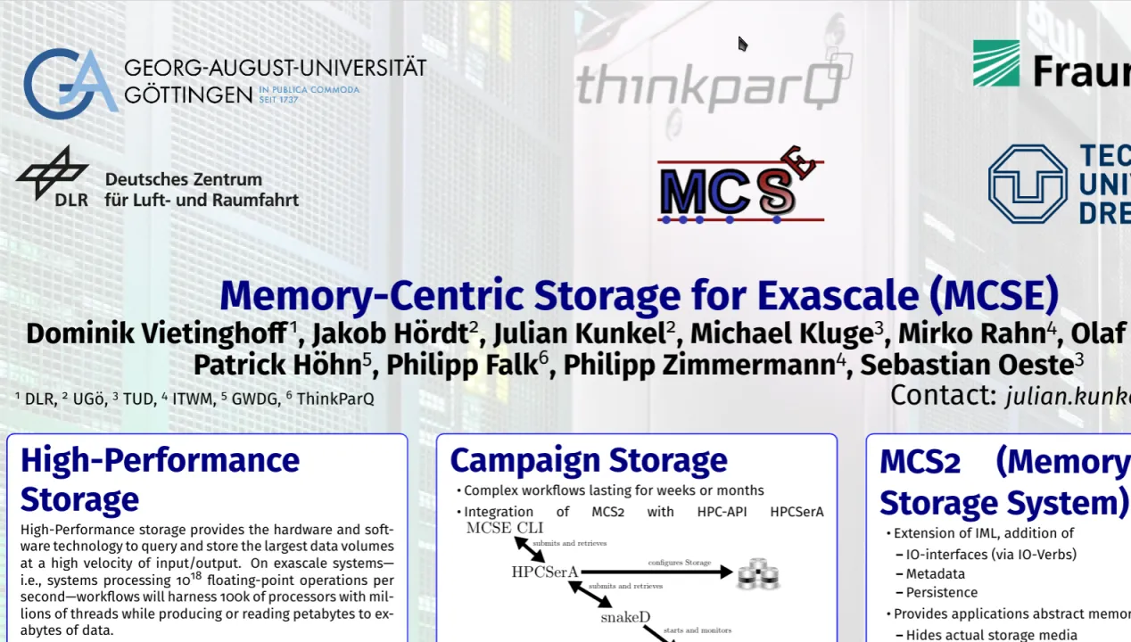 Memory-Centric Storage for Exascale (MCSE)