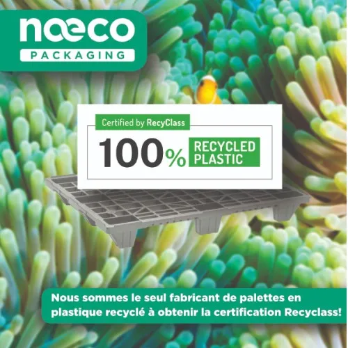 Naeco seul fabricant de palettes en plastique recyclé à obtenir la certification Recyclass