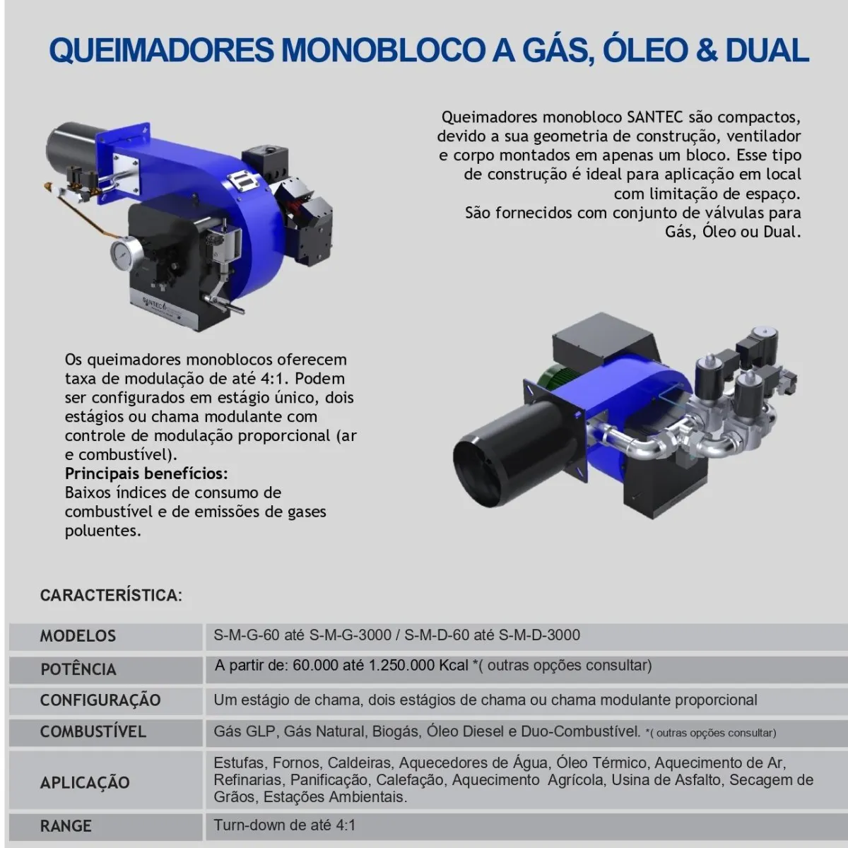 QUEIMADORES MONOBLOCO A GÁS, ÓLEO & DUAL