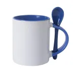 Canecas Para Sublimação de Cerâmica Branca Com Colher E Interior Azul Lilás de 325ml