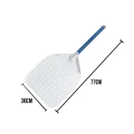 Pá Perfurada p/ Enfornar Pizza Alumínio 35,5 x 40,5cm Azul Curto