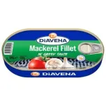 DIAVENA Mackerel fillets, and Mackerel cutlets, canned, 115g./160g./180g./425g.