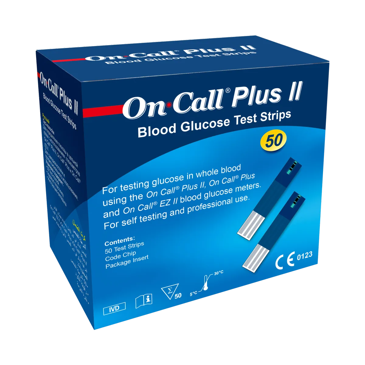 50 Tiras Reagentes em Frasco para Teste de Glicemia On Call® Plus II