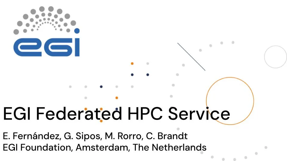 EGI Federated HPC Service
