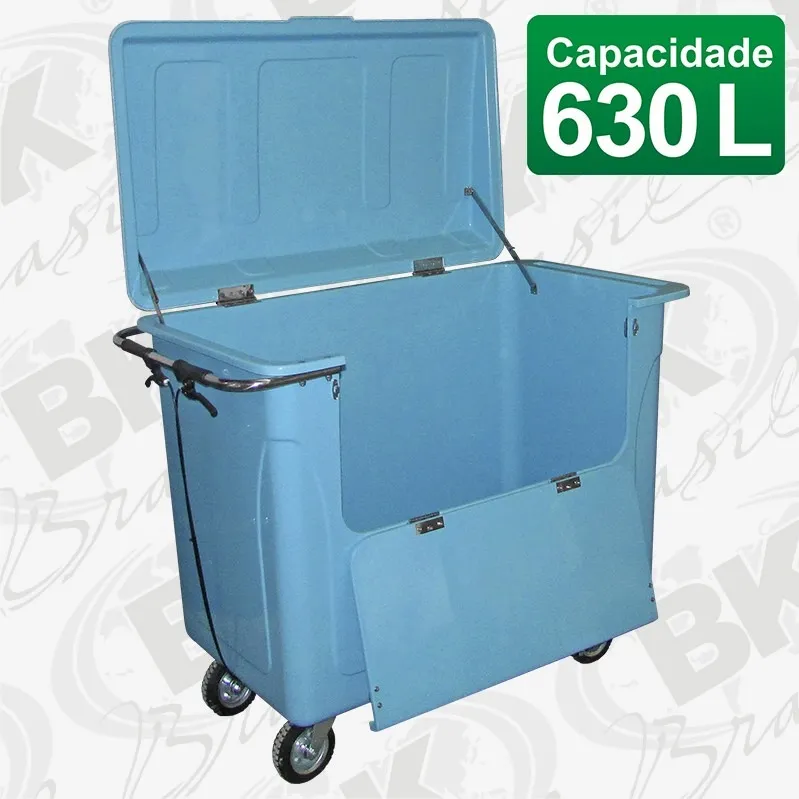 CARRO DE TRANSPORTE EM FIBERGLASS 630 LITROS COM PORTA LATERAL