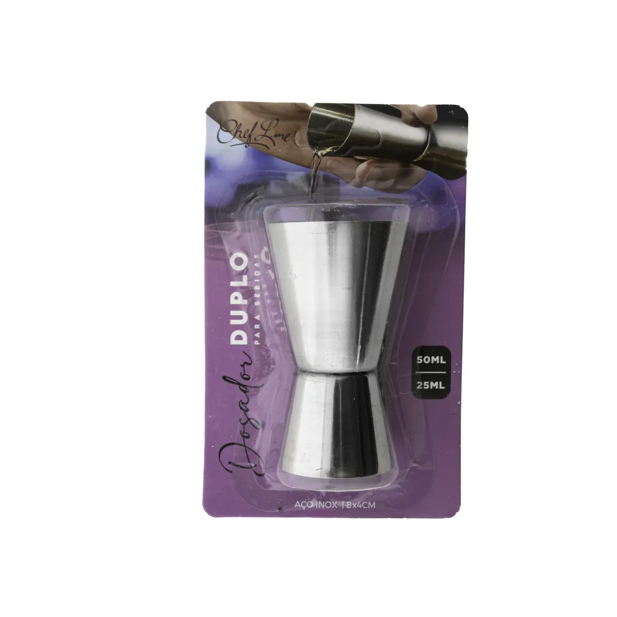 Dosador inox duplo medidor 25 /50 ml