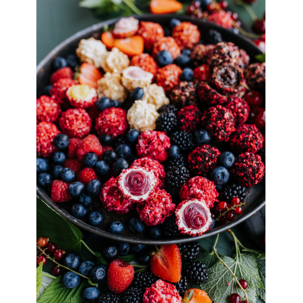 Chocolate truffles with berries