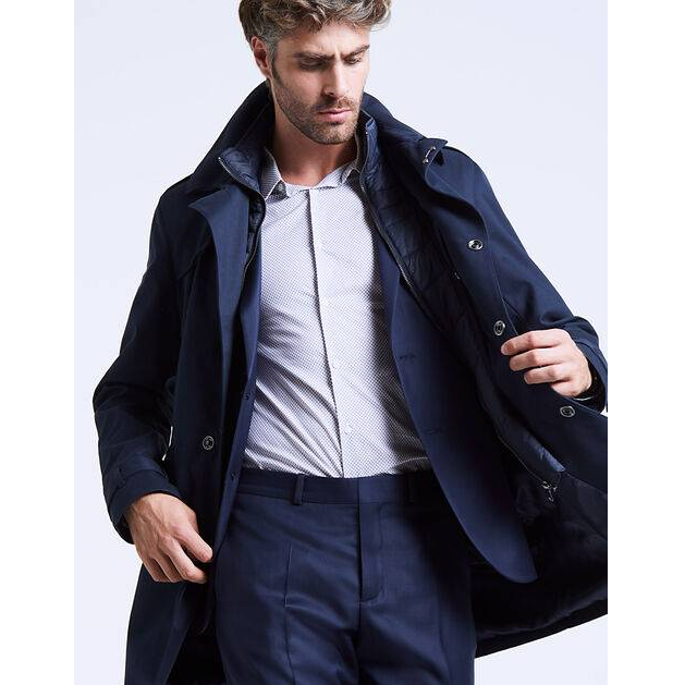 Men's navy pressure trench coat