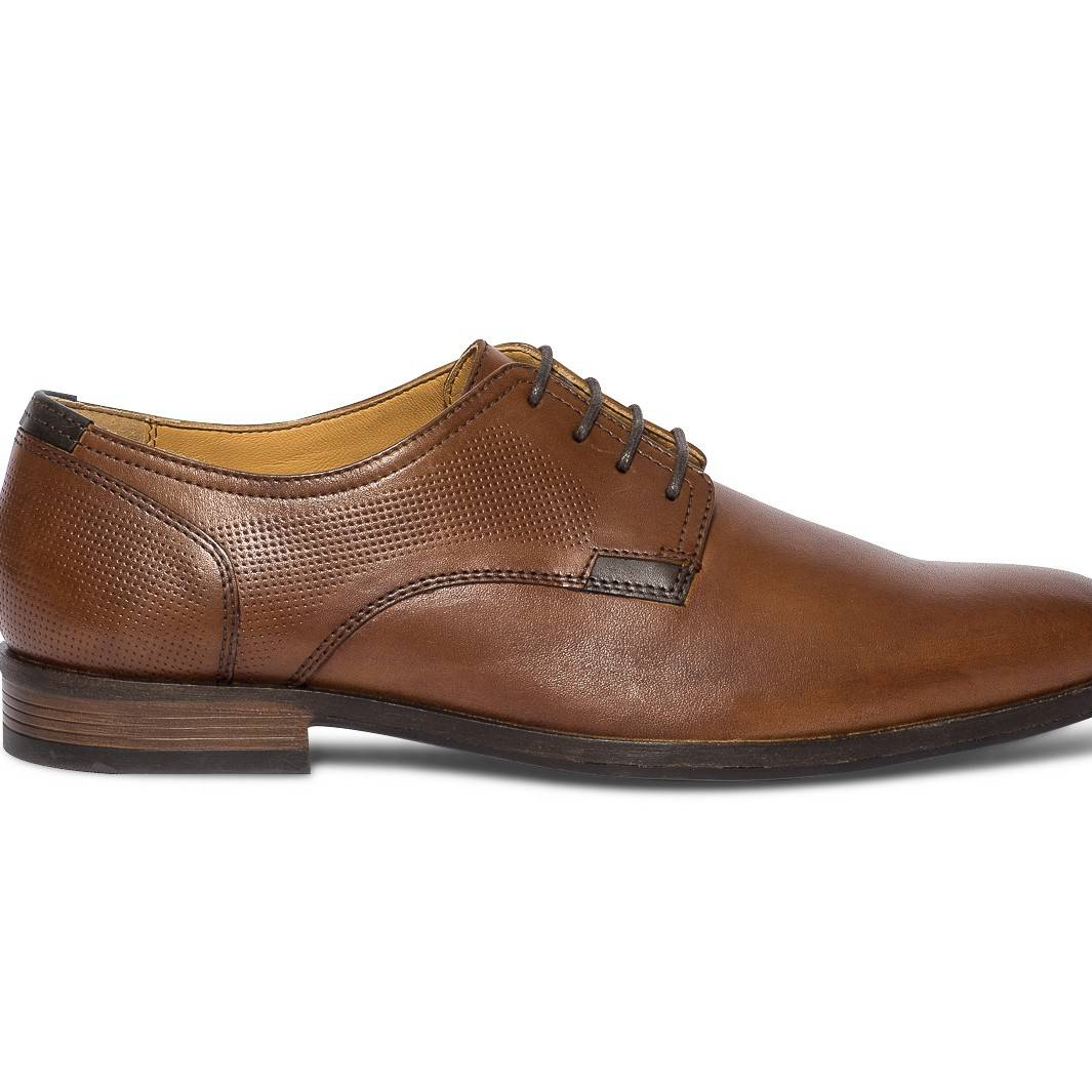 BROWN PERFORATED LEATHER DERBY