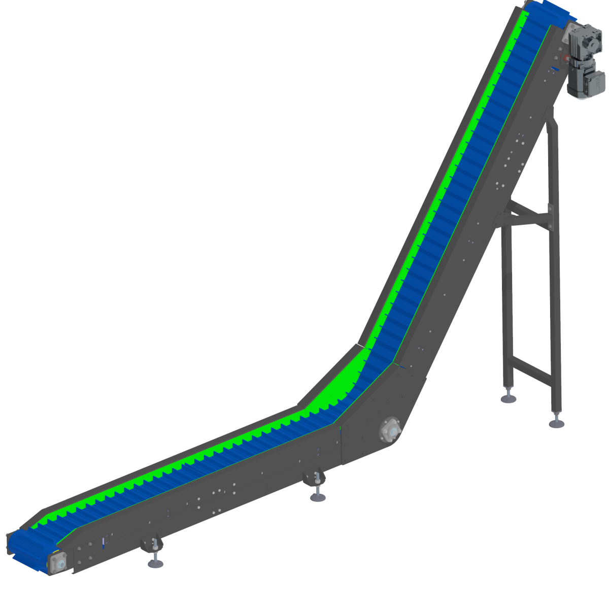 Straight belt inflection conveyor