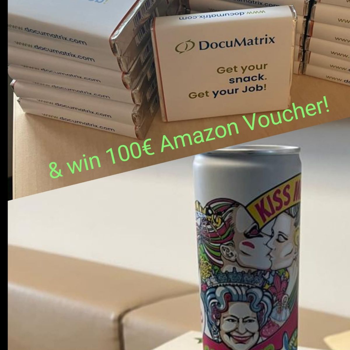 Win 100€ Amazon-Gift Voucher while drinking and snacking with us! 🥂