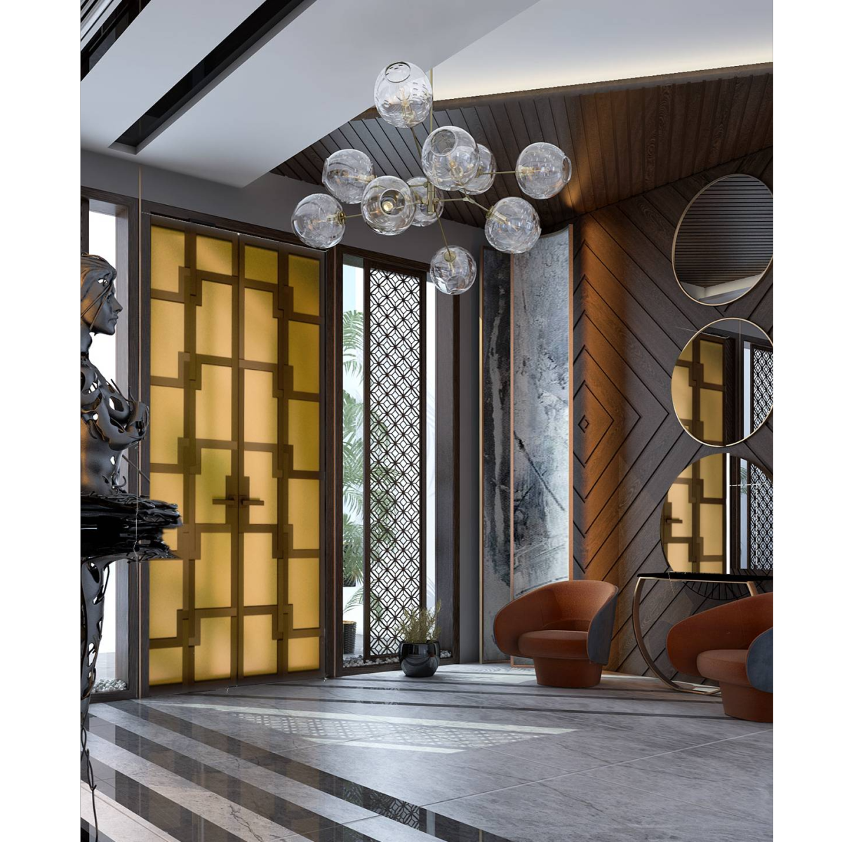 Burnished bronze entry door