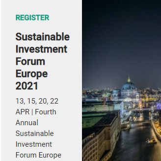 Sustainable Investment Forum Europe 2021 | 13, 15, 20, 22 APR