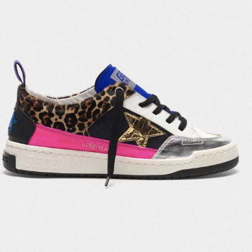 Yeah! sneakers in foal leather with leopard print and gold star.