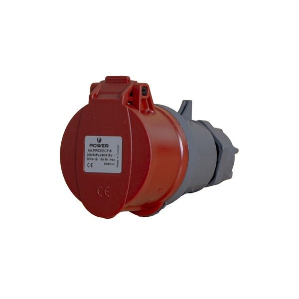 Power CEE contrastekker 5-polig 16A IP44 rood