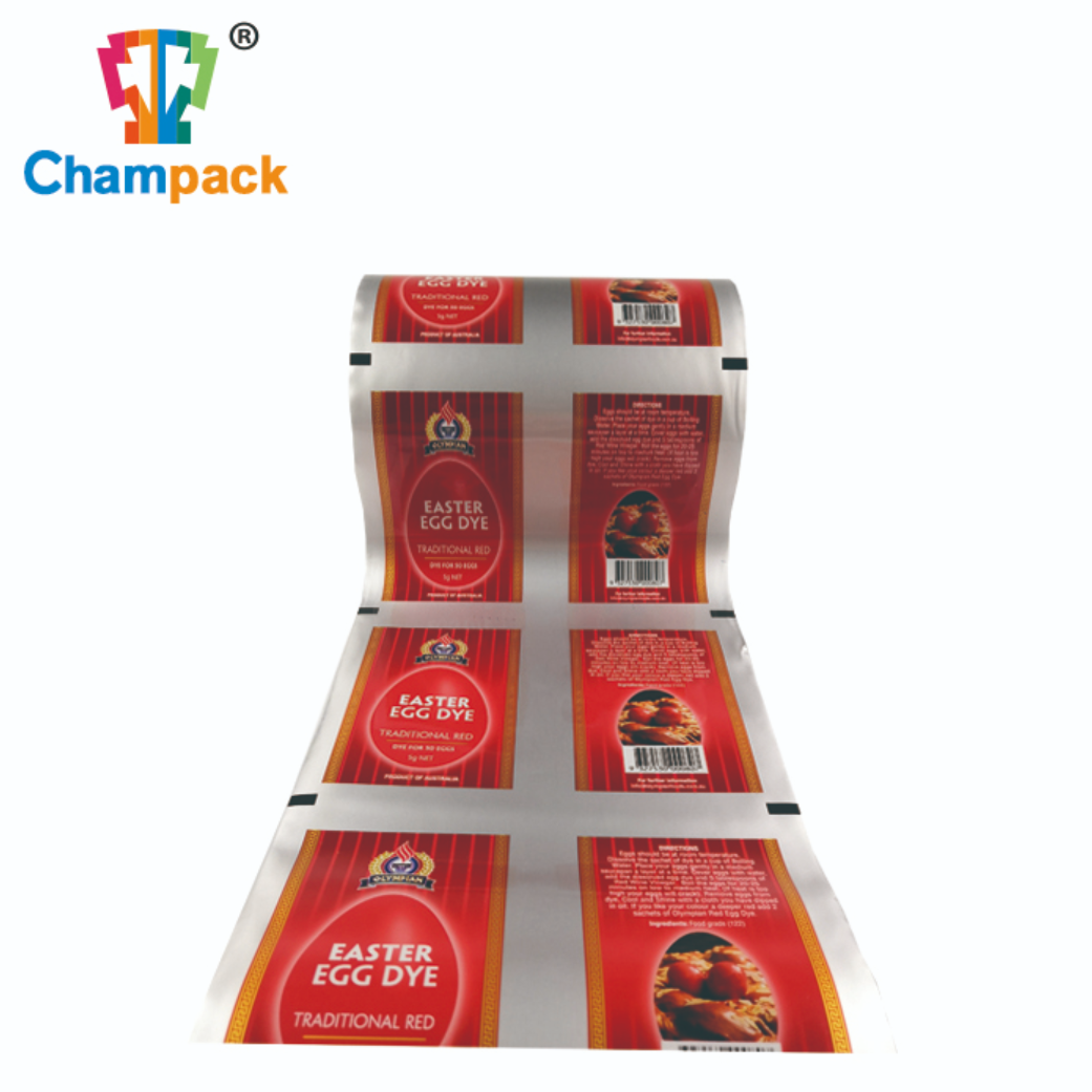 plastic film with aluminum for packing red dye powder