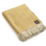 Fine Merino Herringbone Blanket in Ochre