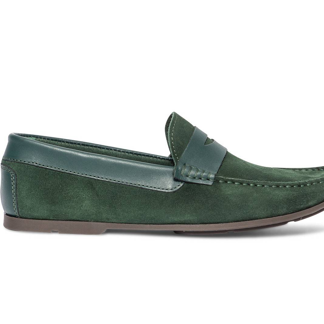 DARK GREEN SUEDE LEATHER MOCCASIN
