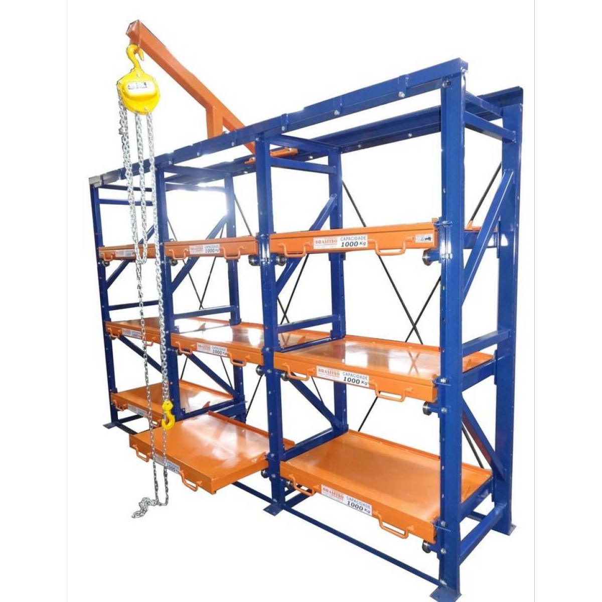 Prateleira Rack Para Molde Ref. Chinprate 1000kg 3mod 9gav com talha