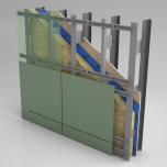 Fire safe & energy efficient: facade subframe system ALWI with aluminum L-shaped Flex wall brackets