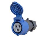 Power CEE contrastekker 3-polig 16A IP44 blauw